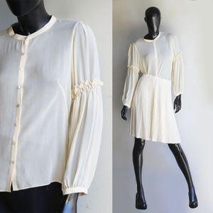 Studio M Sheer Cream/Ivory Top/Blouse Size M